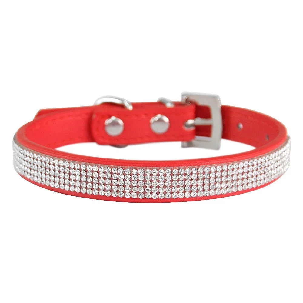 Crystal Glitter Rhinestones Pet Collar Leather Puppy Necklace Collars For Small Medium Large Dogs Cat Chihuahua Pug Accessories