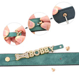 Custom Leather Dog Collar Personalized Dogs Name Collars Bling Rhinestone Pet Necklace DIY Name Free Bone Paw Heart Charm