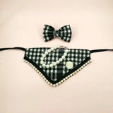 Tweed Bandana , Bow & Necklace Set