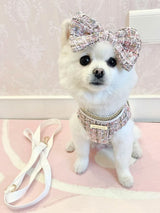 Princess Dog Clothes Tweed Harness With Leash Puppy Classic Clothes  Chest Strap Vest With Bowknot For Small Dog