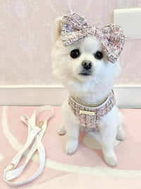 Princess Dog Clothes Tweed Harness With Leash Puppy Classic Clothes  Chest Strap Vest With Bowknot For Small Dog