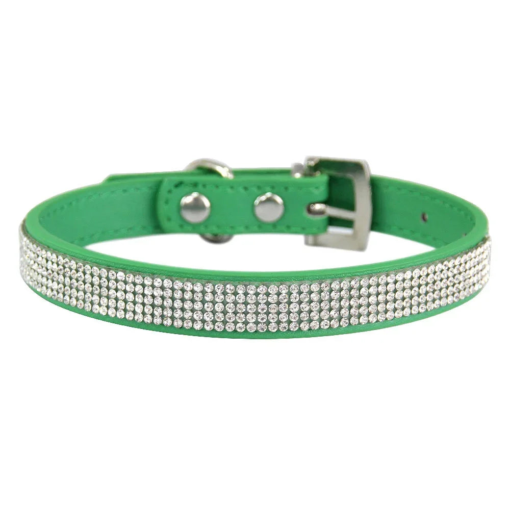 Crystal Glitter Rhinestones Pet Collar Leather Puppy Necklace Collars For Small Medium Large Dogs Cat Chihuahua Pug Accessories