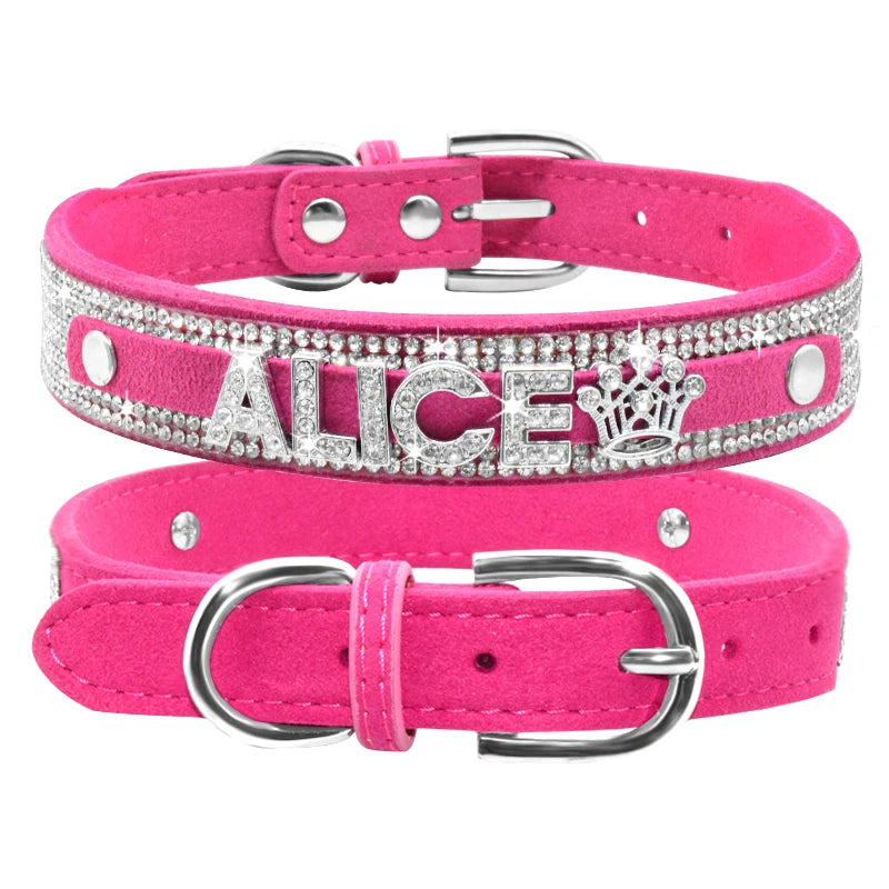 Personalized Bling Rhinestone Name Cat Dog Collar Custom Glitter Diamond Letter Name Pet Dog Collar For Small Medium Large Dogs