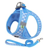 Kitten chest Strap Fresh plaid kitten leash anti-break Adjustable reflective pet chest strap Small dog kitten chest back