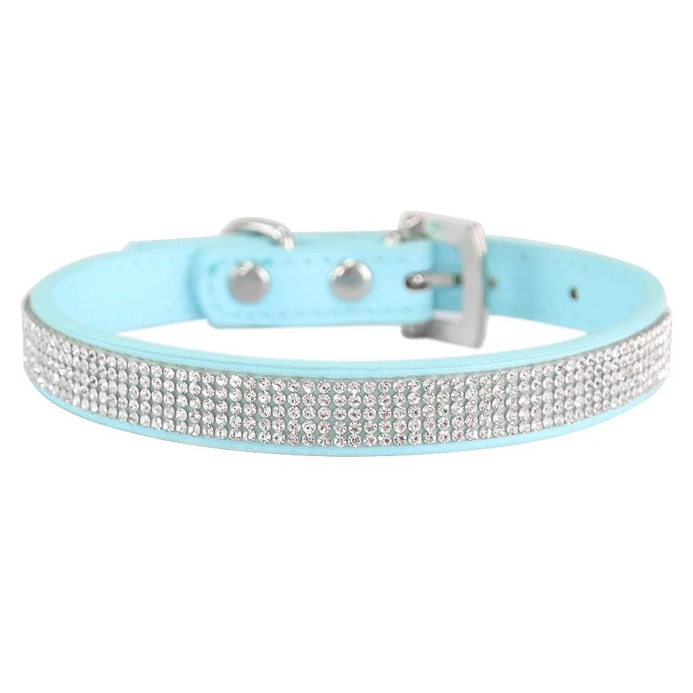 Crystal Glitter Rhinestones Pet Collar Leather Puppy Necklace Collars For Small Medium Large Dogs Cat Chihuahua Pug Accessories