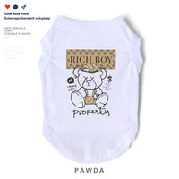 Dog Rich Boy Puppy Singlet Clothes Cotton Small Medium Chihuahua Frenchie Yorkshire Spring Summer Casual Streetwear Costume