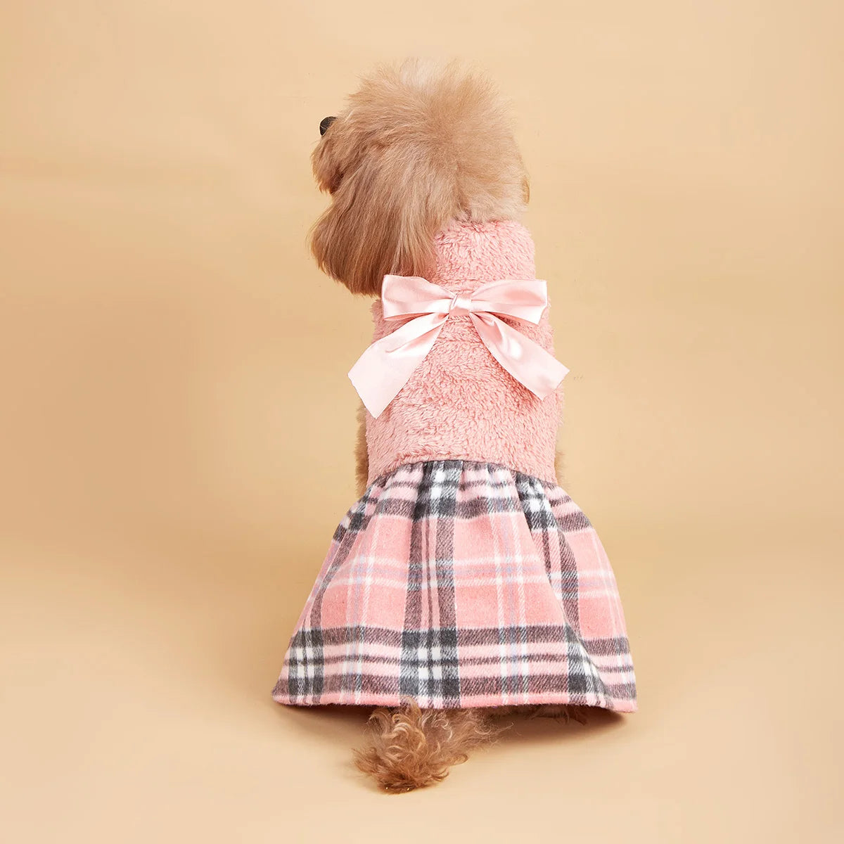 Plaid Plush Bow Dress