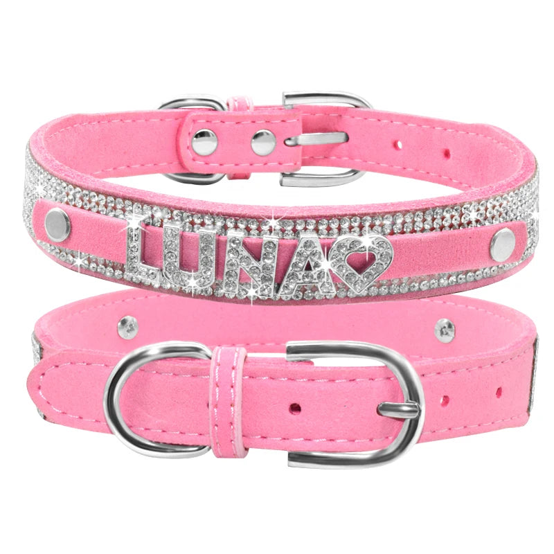 Personalized Bling Rhinestone Name Cat Dog Collar Custom Glitter Diamond Letter Name Pet Dog Collar For Small Medium Large Dogs