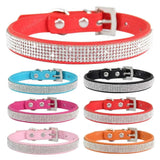 Crystal Glitter Rhinestones Pet Collar Leather Puppy Necklace Collars For Small Medium Large Dogs Cat Chihuahua Pug Accessories