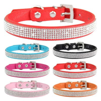 Crystal Glitter Rhinestones Pet Collar Leather Puppy Necklace Collars For Small Medium Large Dogs Cat Chihuahua Pug Accessories