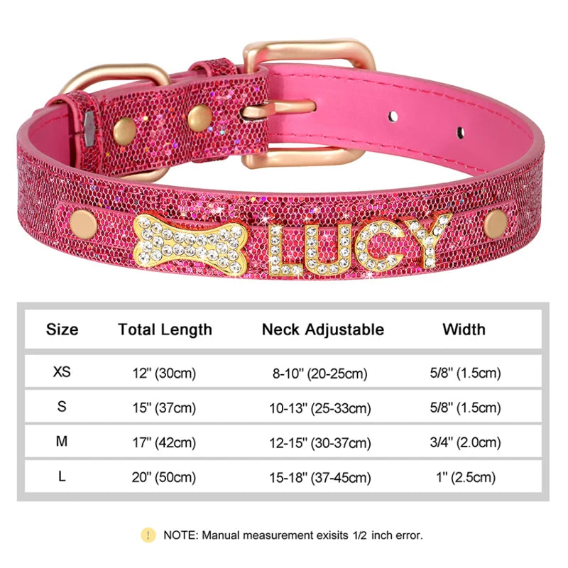 Bling Crystal Puppy Dog Collars Personalized Rhinestone Small Dog Collar Custom Chihuahua Necklace with Charms Pet Accessories