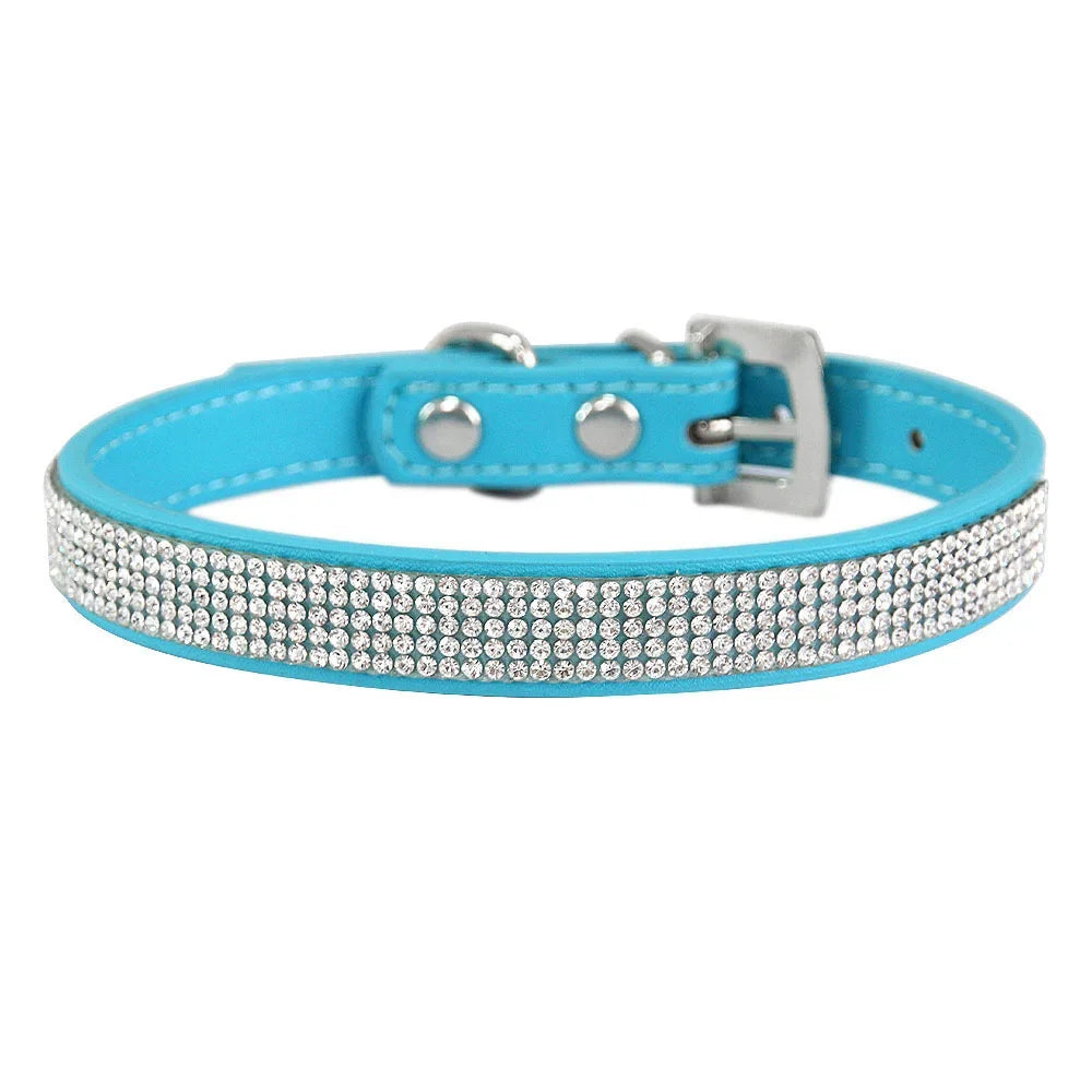 Crystal Glitter Rhinestones Pet Collar Leather Puppy Necklace Collars For Small Medium Large Dogs Cat Chihuahua Pug Accessories