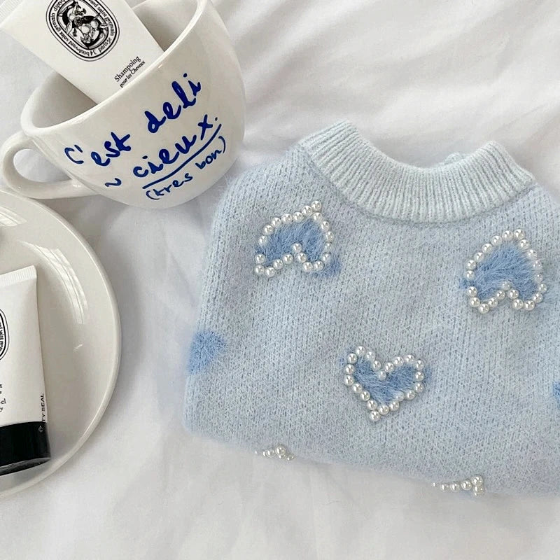 Heart Pearls Sweater