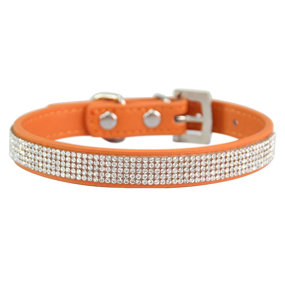 Crystal Glitter Rhinestones Pet Collar Leather Puppy Necklace Collars For Small Medium Large Dogs Cat Chihuahua Pug Accessories