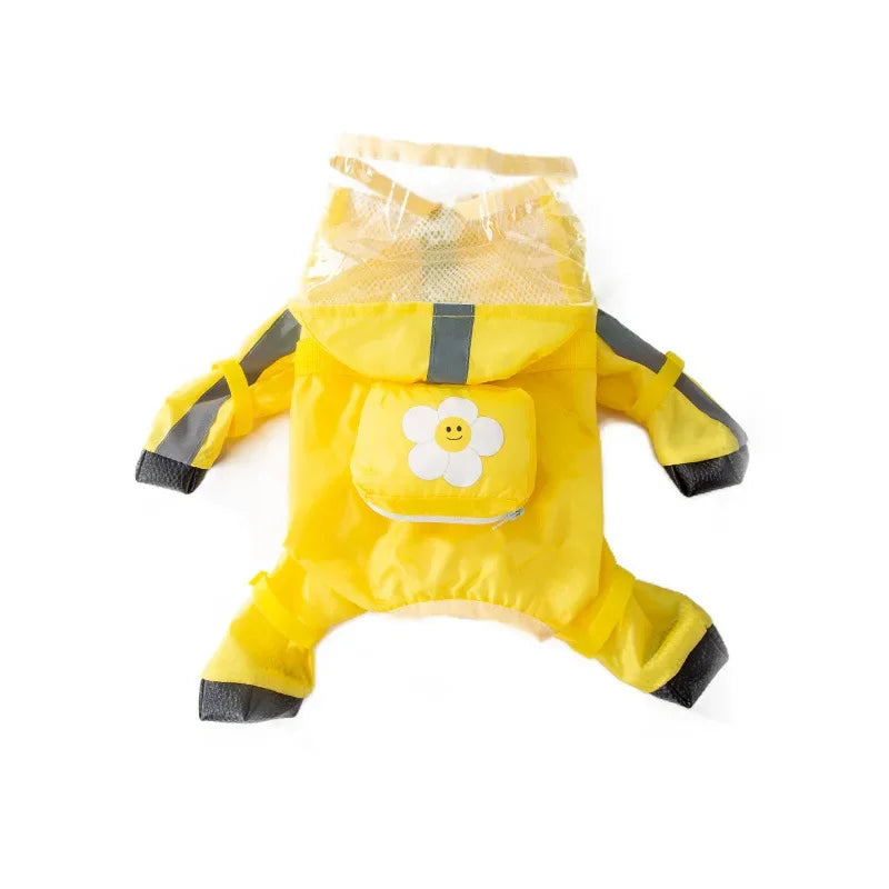 PawLuxe Reflective Hooded Raincoat Jumpsuit