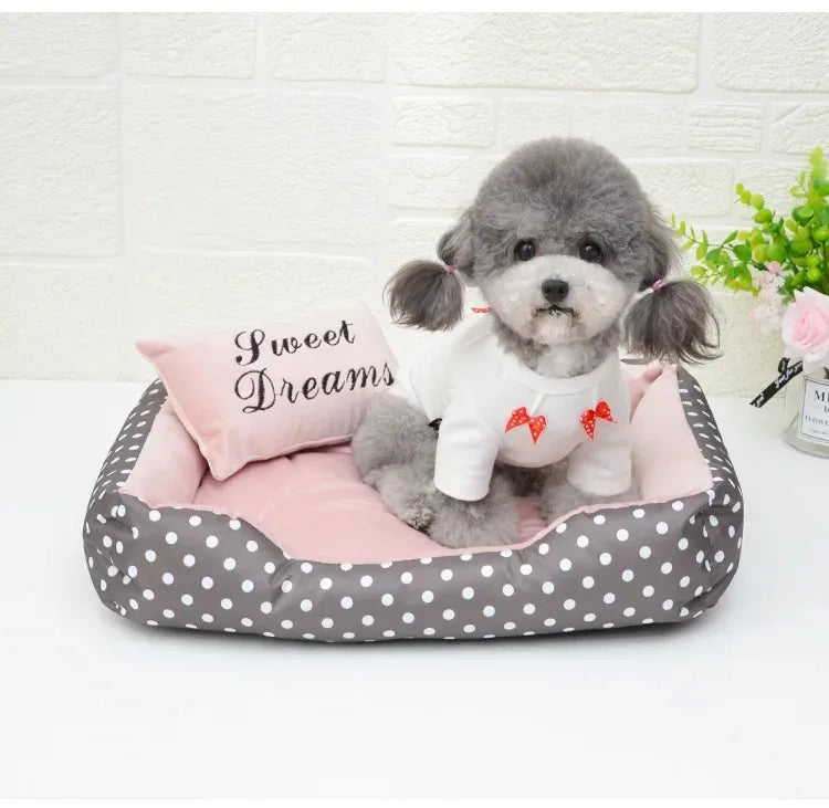 Sweet Dreams Polka Dot Dog Bed