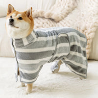 Striped Plush Dog Bathrobe Towel