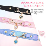 CP567--beautiful PU pet cat&dog collar decorated with sparkling love，adjustable and durable.