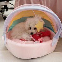 Pastel Rainbow Canopy Pet Bed